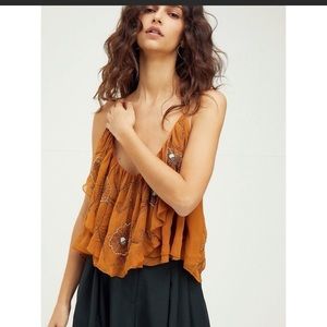 NWOT Free People Elsa Embellished Beaded Layered Cami Tank Top